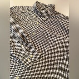 Nautica Sanded Poplin Long Sleeve Button Down Shirt Blue White Size XL